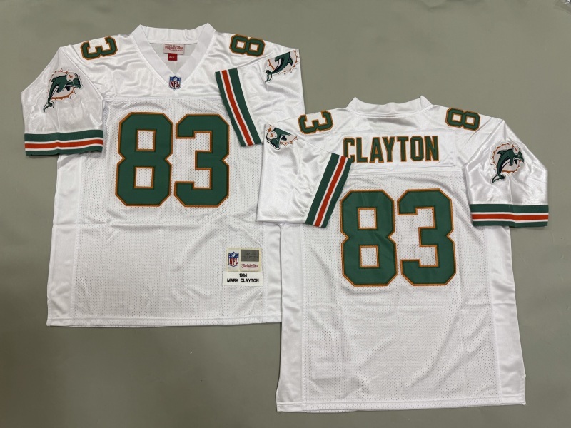 Men 2025 Miami Dolphins #83 Clayton white Throwback Limited NFL Jersey style 001